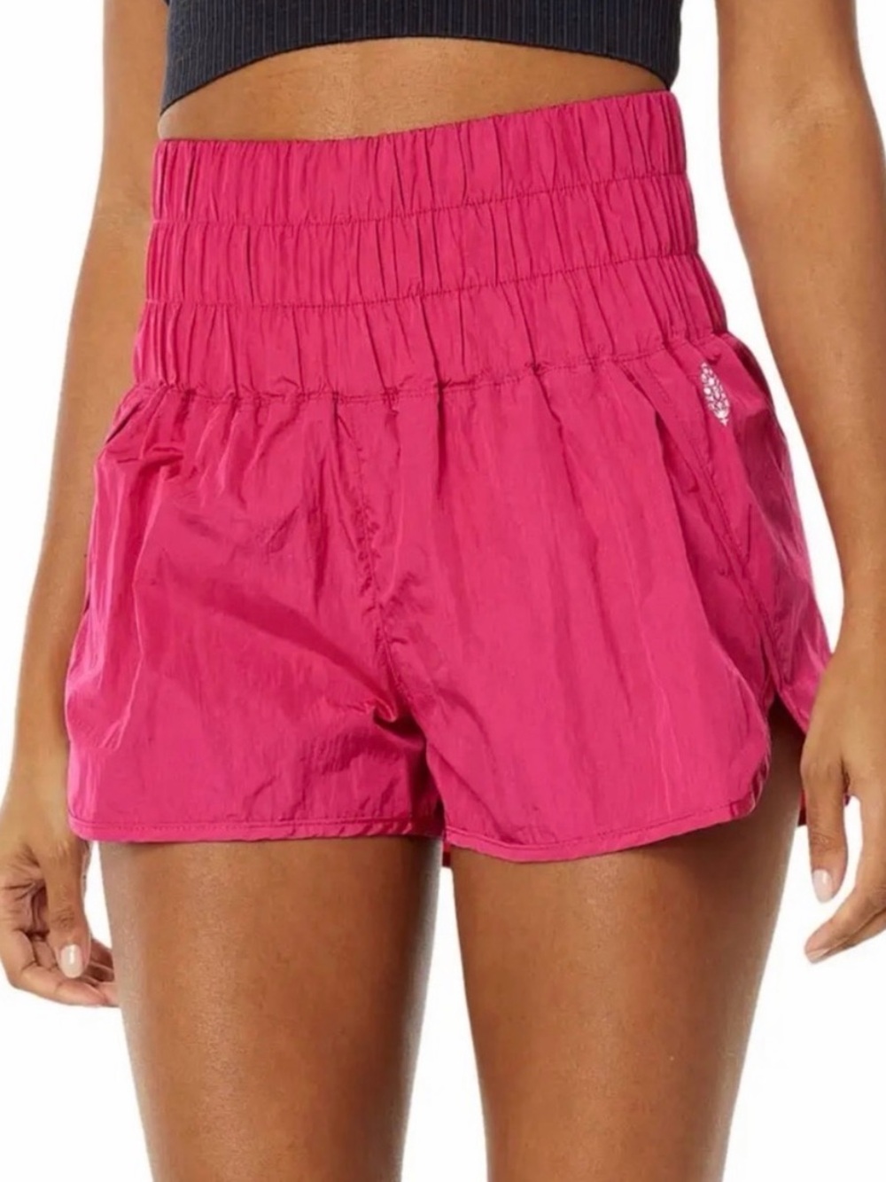 FP Movement by Free People “The Way Home” Smocked-Waist Hot Pink Athletic Shorts